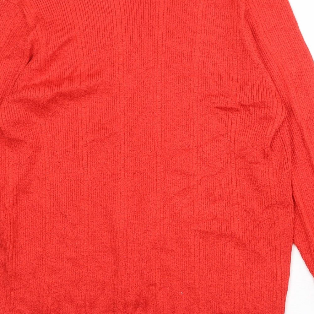 Marks & Spencer Womens Red V-Neck Viscose Pullover Jumper Size 18