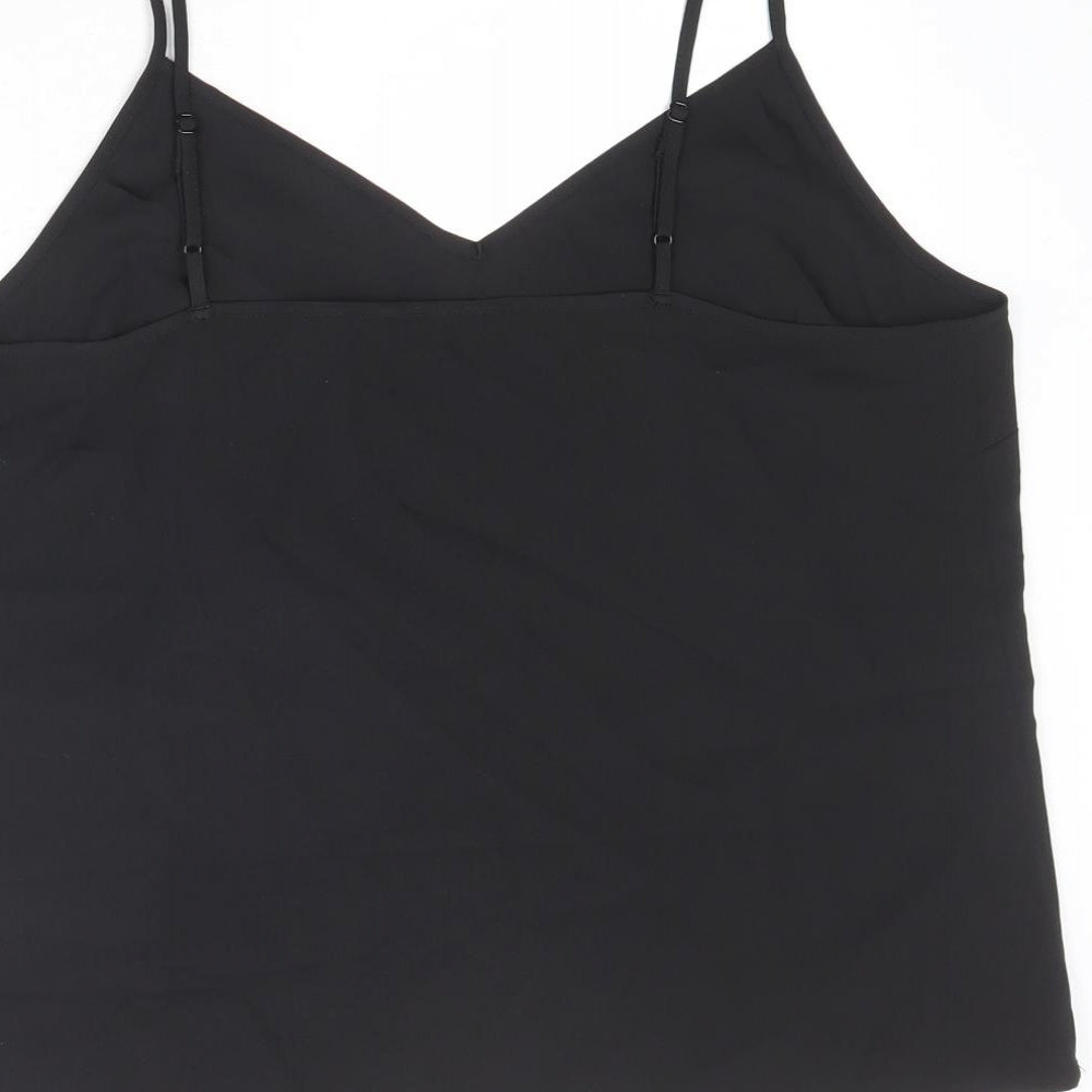 Marks & Spencer Womens Black Polyester Basic Tank Size 10 V-Neck