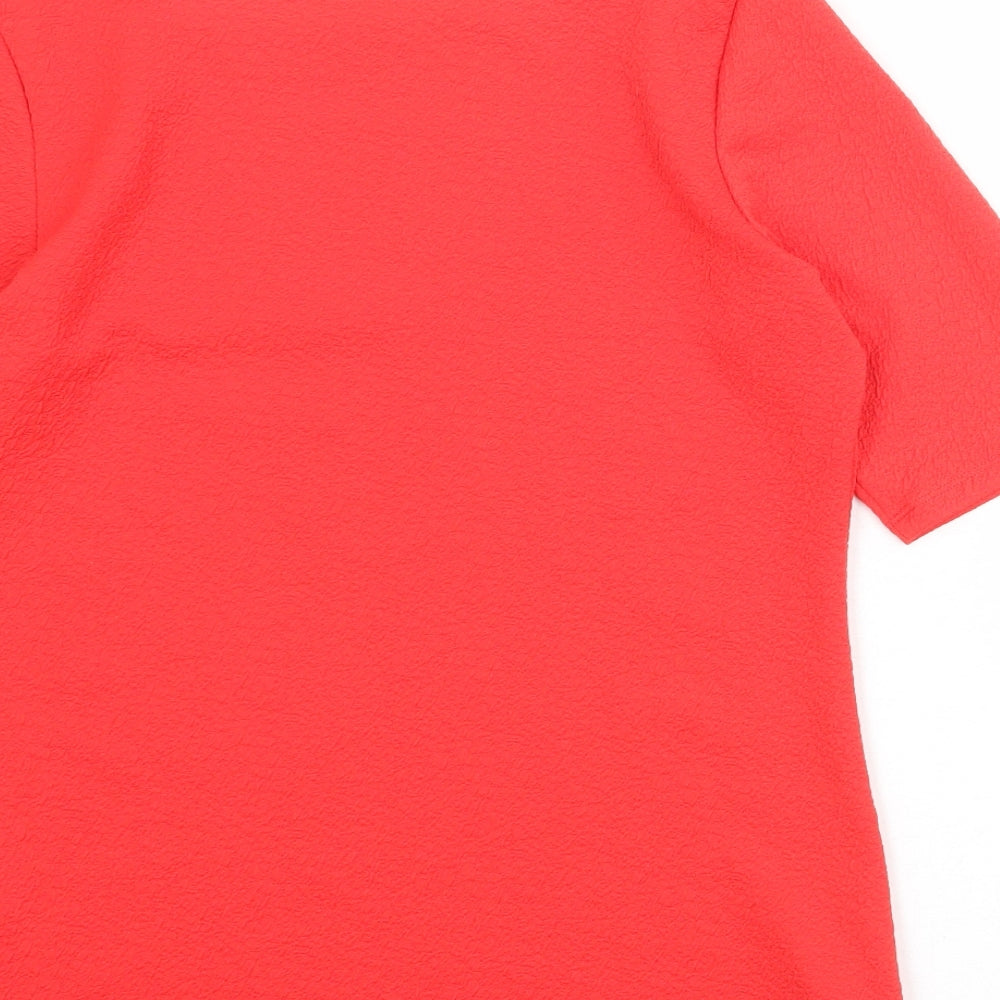 Marks & Spencer Womens Red Polyester Basic T-Shirt Size 12 Square Neck