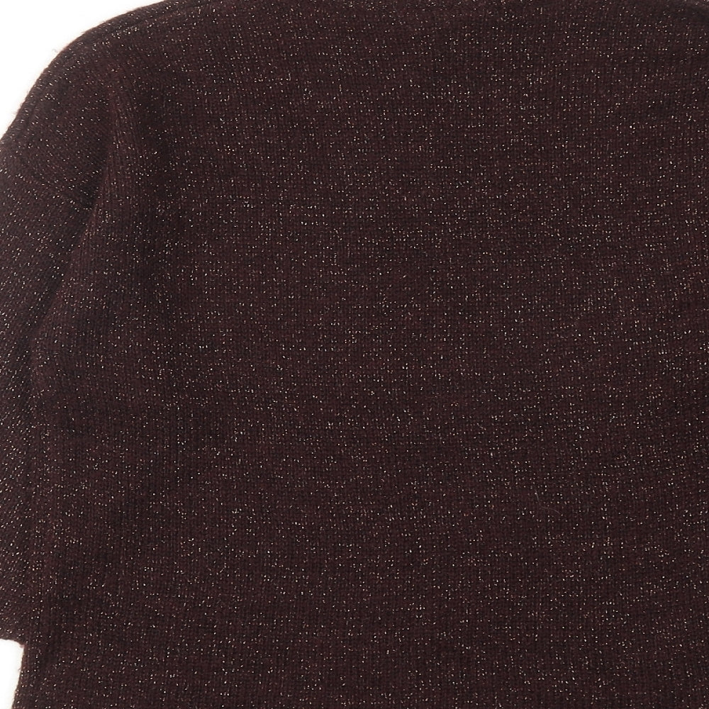 Warehouse Womens Brown Mock Neck Acrylic Pullover Jumper Size 8