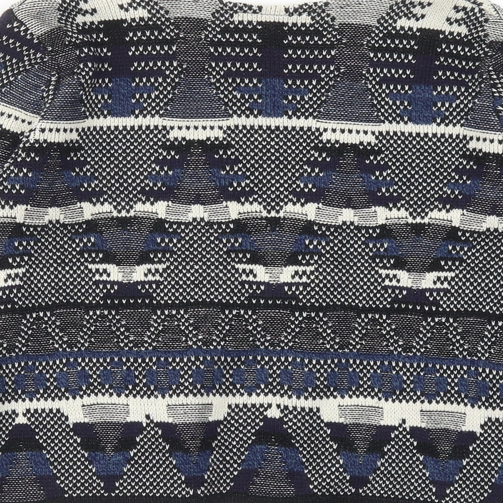 Dorothy Perkins Womens Blue V-Neck Geometric Acrylic Cardigan Jumper Size 6