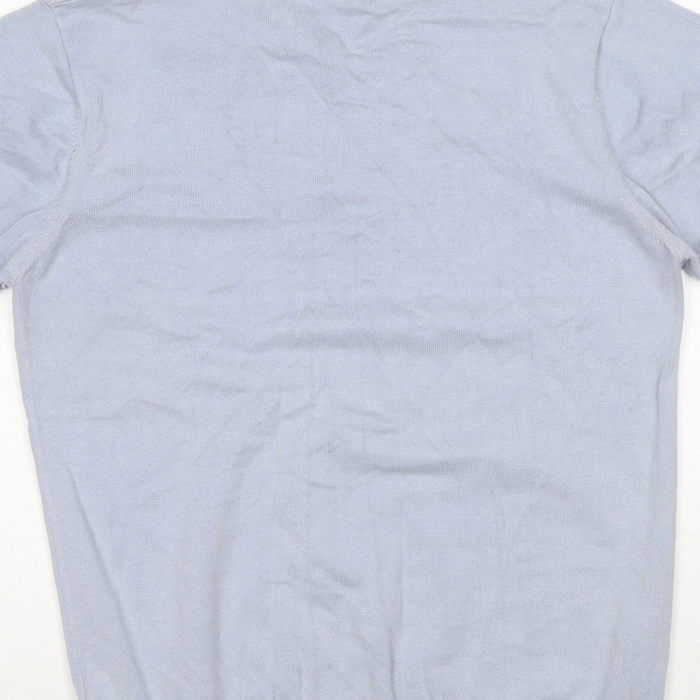 H&M Womens Blue Collared Cotton Pullover Jumper Size M