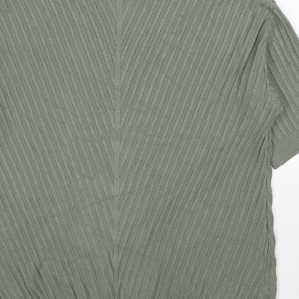 Marks & Spencer Womens Green Viscose Basic T-Shirt Size S V-Neck