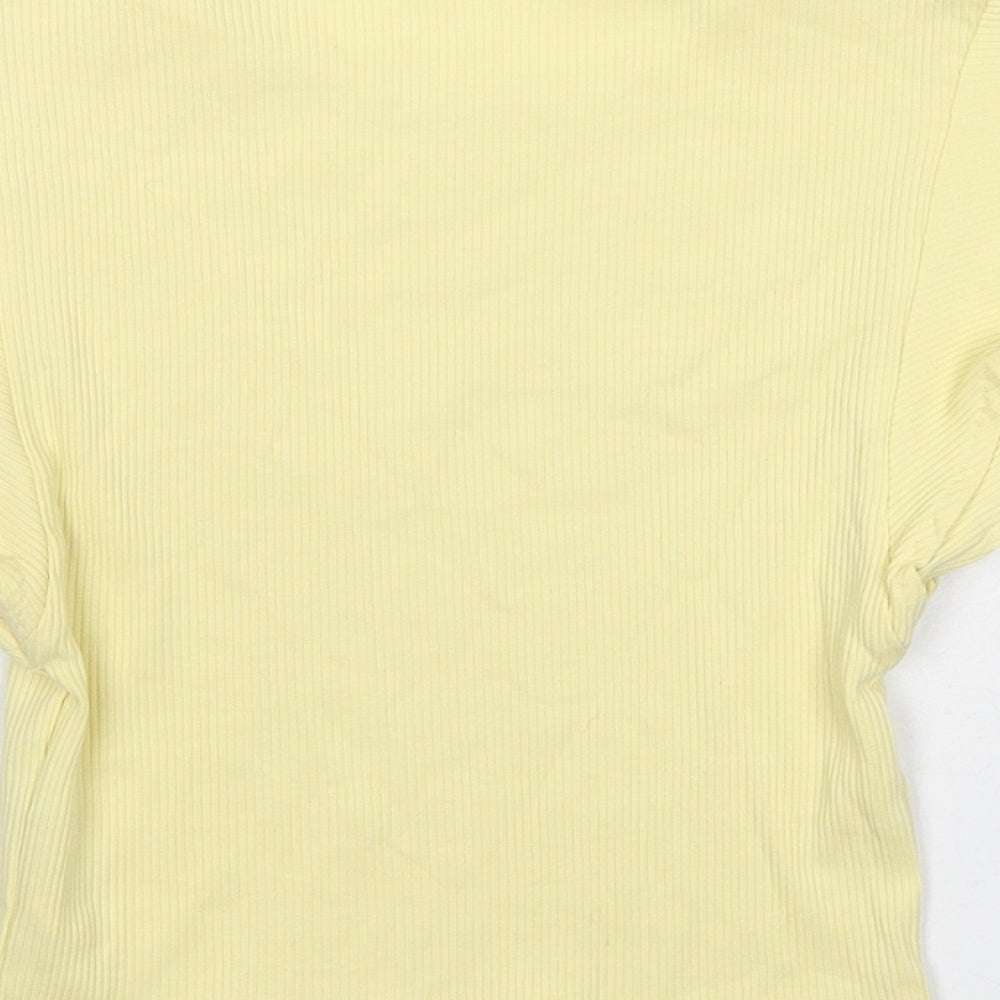Zara Womens Yellow Cotton Basic Tank Size S Round Neck