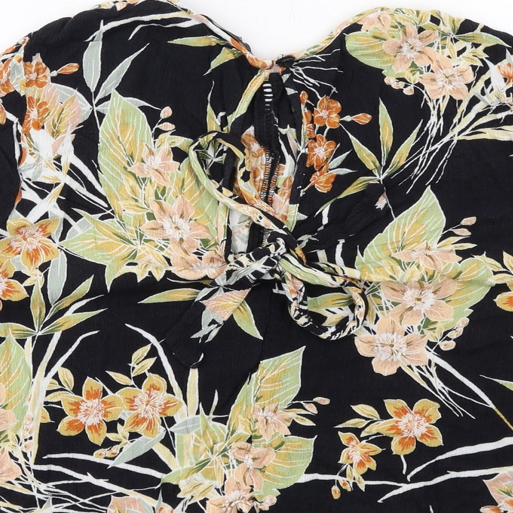 New Look Womens Multicoloured Floral Viscose Basic Blouse Size 18 Round Neck