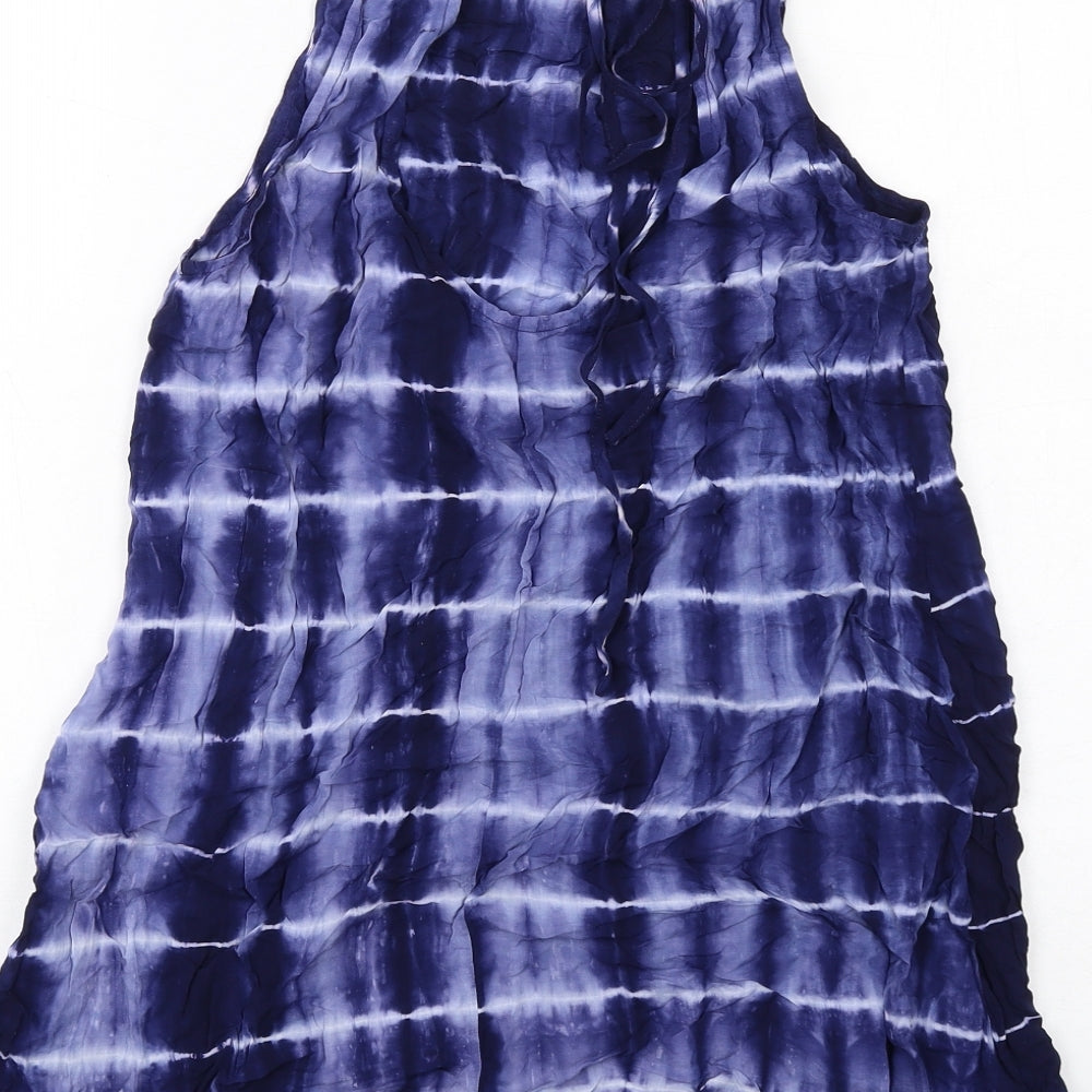 Glamorous Womens Blue Tie Dye Viscose Tank Dress Size XS Round Neck Pullover