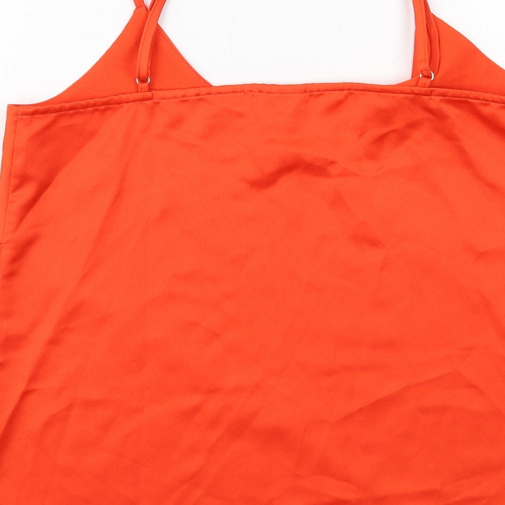 River Island Womens Orange Polyester Basic Tank Size 8 V-Neck