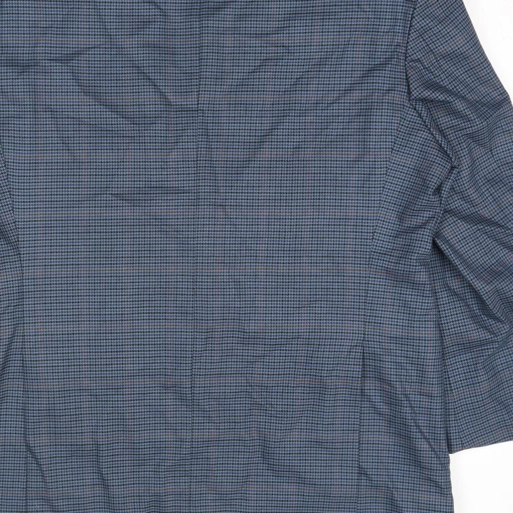 Marks & Spencer Mens Blue Geometric Wool Jacket Suit Jacket Size 44 Regular