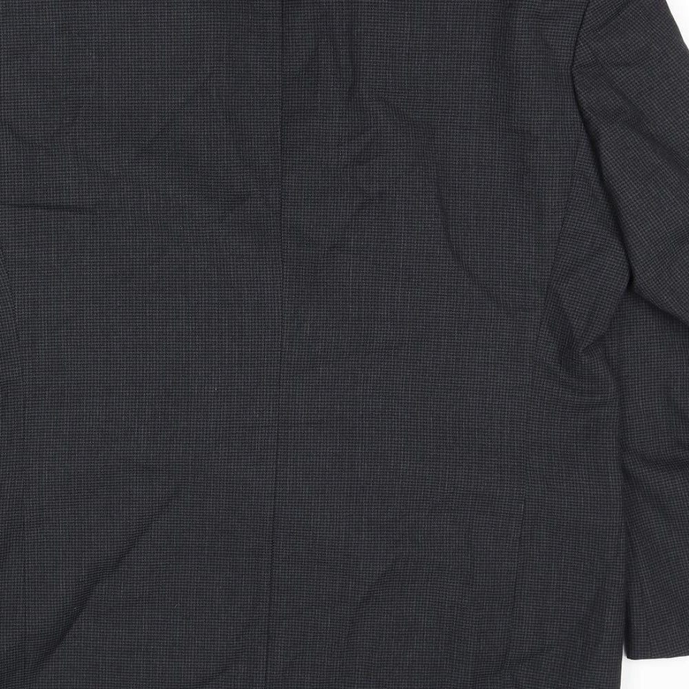 St Michael Mens Black Geometric Polyester Jacket Suit Jacket Size 40 Regular