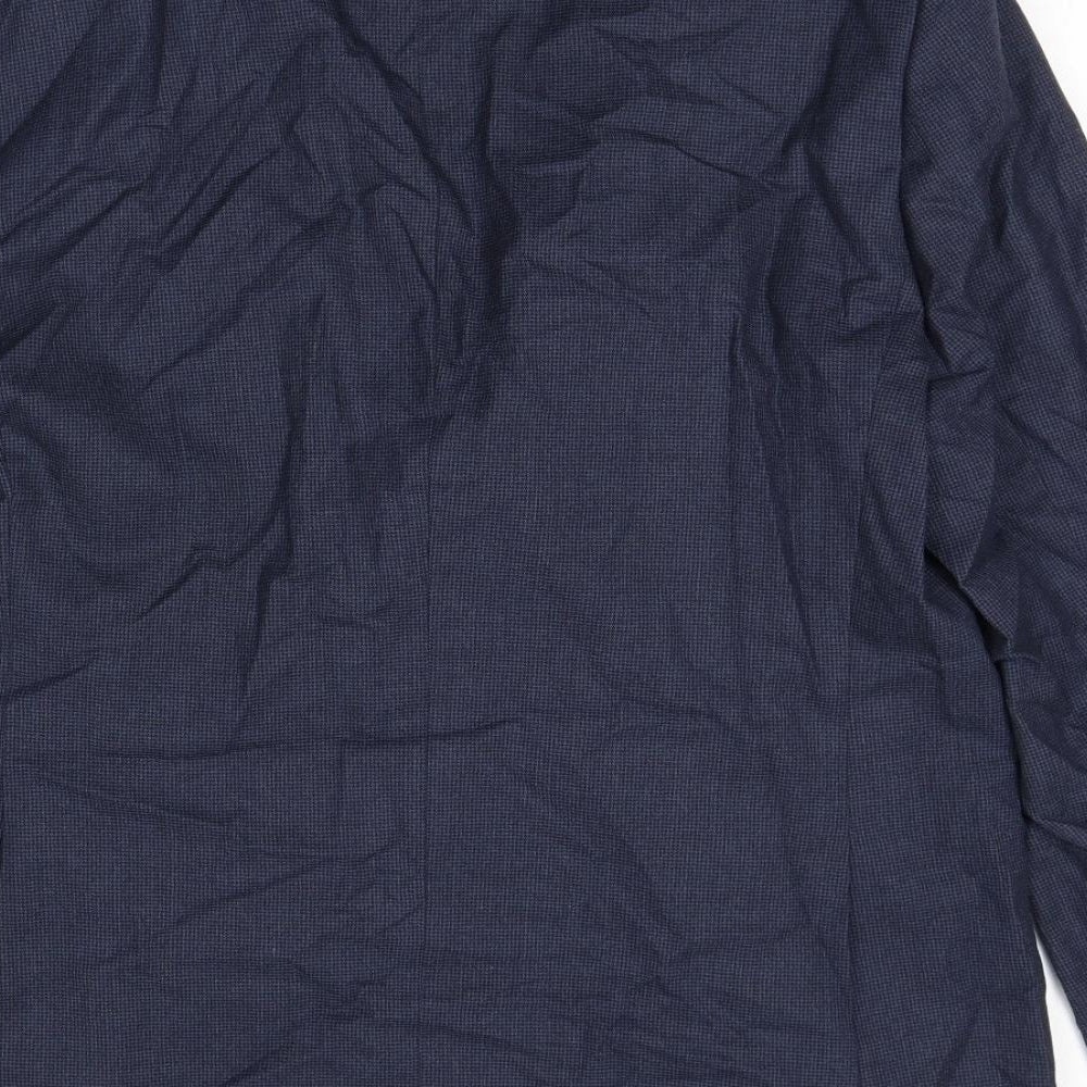 John Lewis Mens Blue Check Polyester Jacket Suit Jacket Size 48 Regular