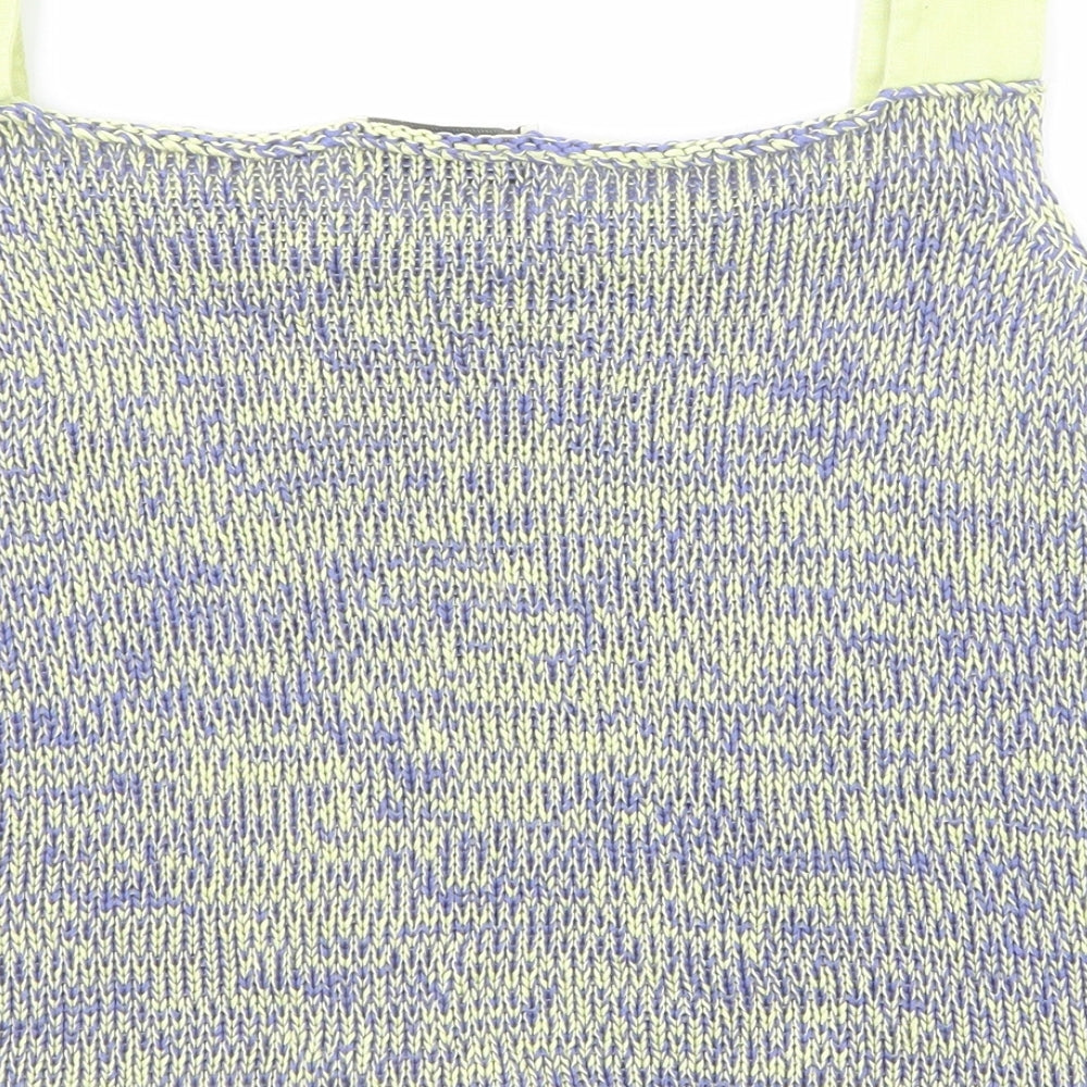 La Confidence Womens Blue Geometric Cotton Basic Tank Size XL Square Neck