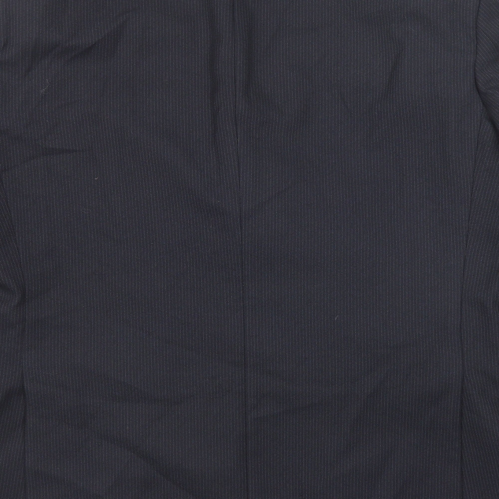 Marks & Spencer Mens Blue Striped Polyester Jacket Suit Jacket Size 42 Regular