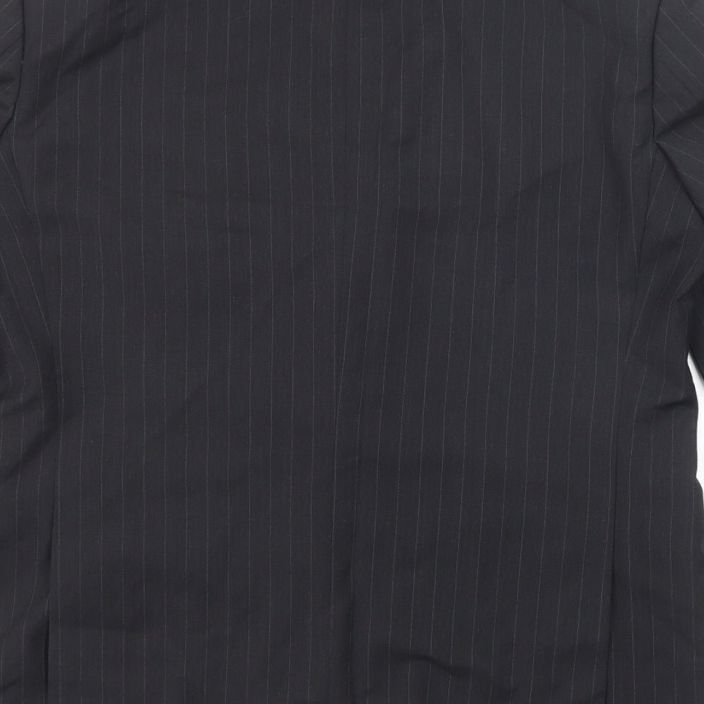 Marks & Spencer Mens Black Striped Wool Jacket Suit Jacket Size 40 Regular