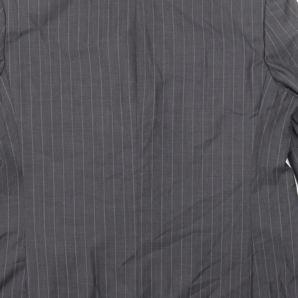 Marks & Spencer Mens Grey Striped Wool Jacket Suit Jacket Size 46 Regular