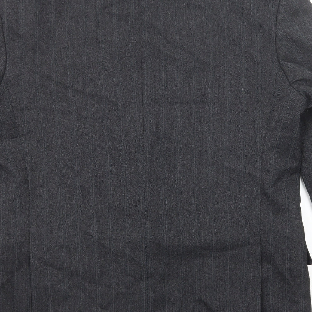 Burton Mens Grey Striped Polyester Jacket Suit Jacket Size 42 Regular