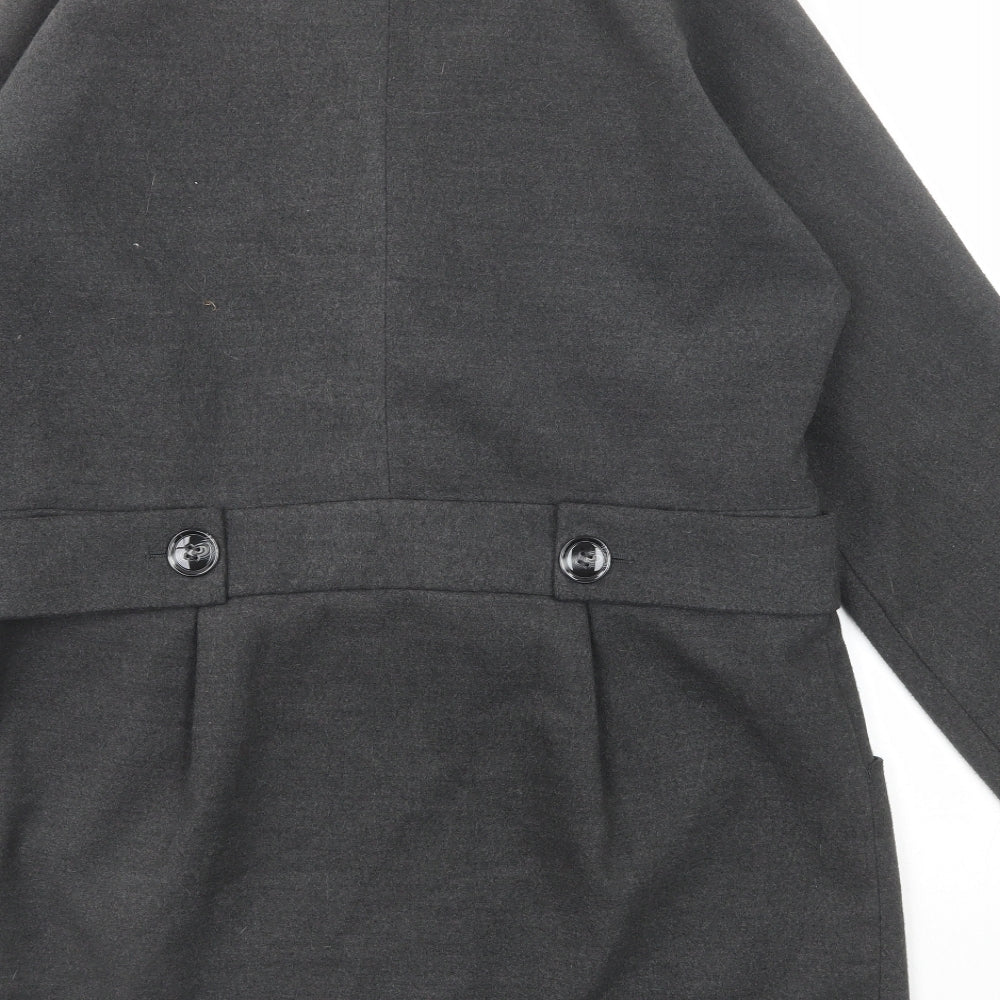 NEXT Womens Grey Overcoat Coat Size 16 Button