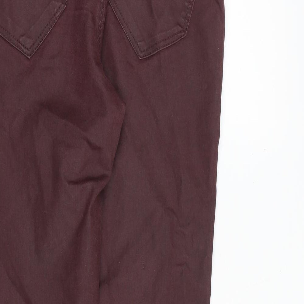 Zara Womens Red Polyester Trousers Size 12 Regular Zip