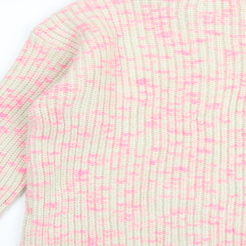M&Co Womens Multicoloured Mock Neck Acrylic Pullover Jumper Size 10