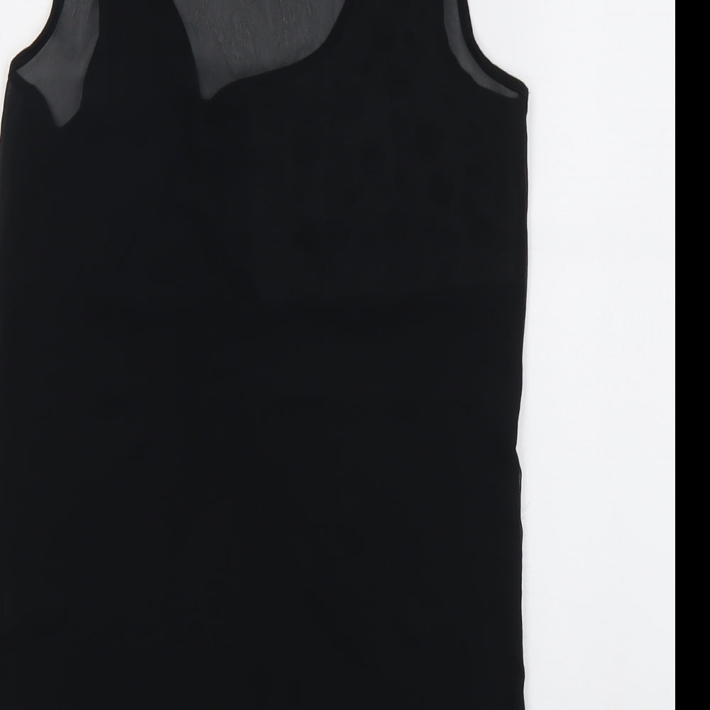 Marks & Spencer Womens Black Polyester Basic Tank Size 6 Scoop Neck