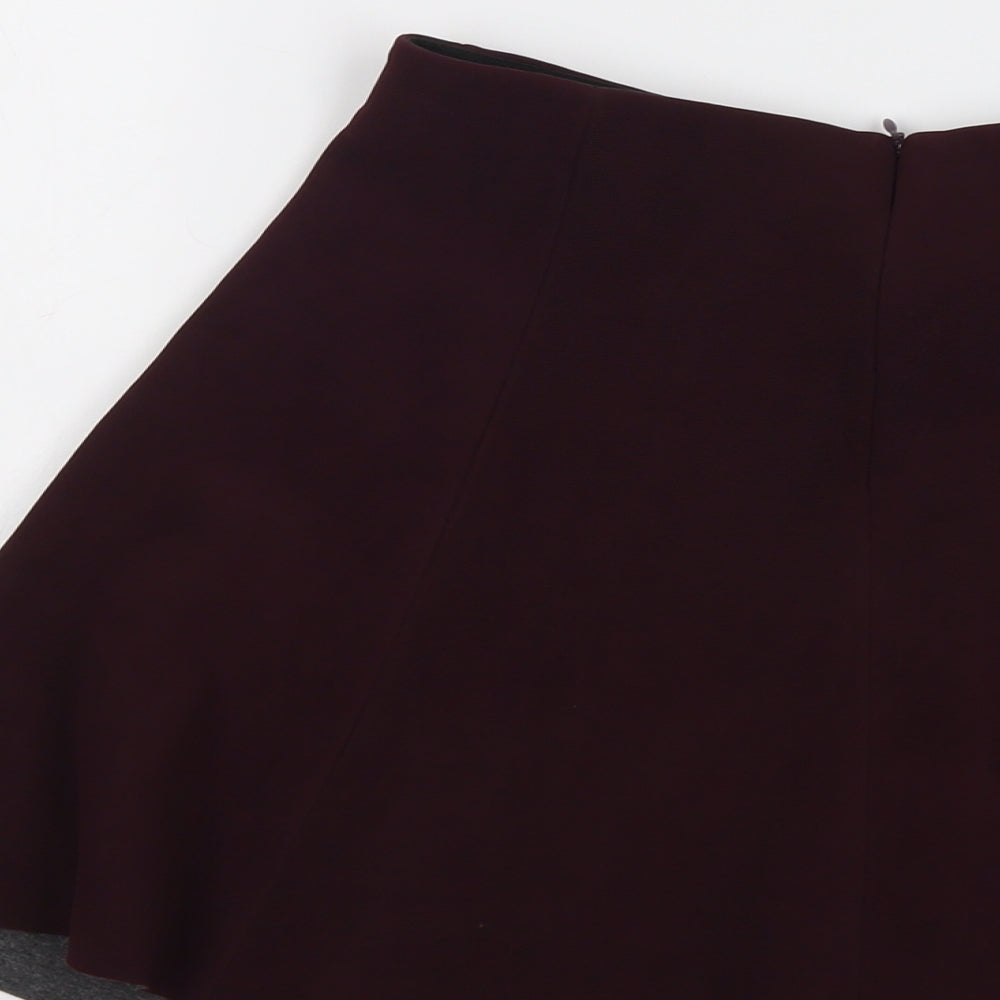 RESERVED Womens Purple Polyester Skater Skirt Size 8 Zip
