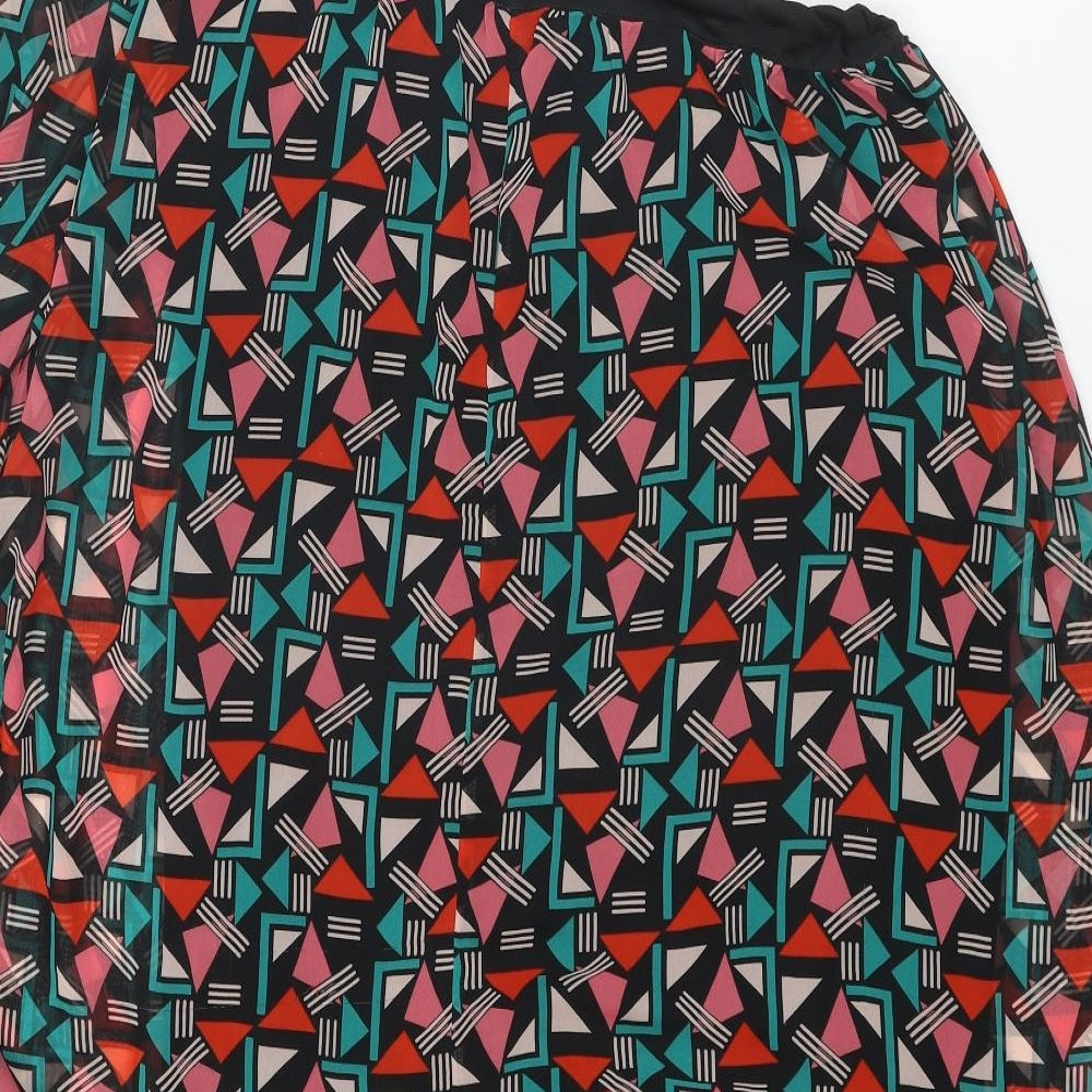 Be Beau Womens Multicoloured Geometric Polyester Basic Blouse Size 14 One Shoulder