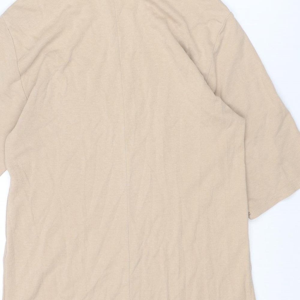 Zara Womens Beige Cotton Jumper Dress Size M Roll Neck Pullover