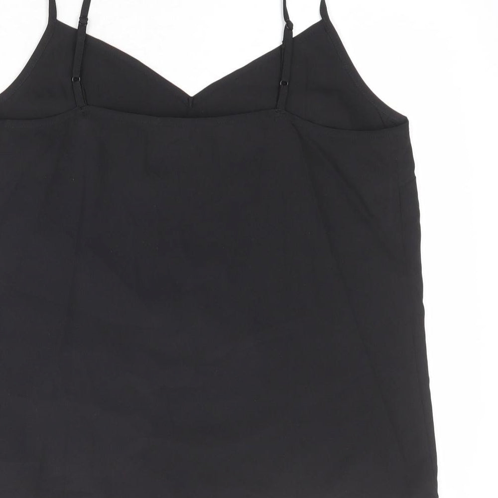 Marks & Spencer Womens Black Polyester Basic Tank Size 10 V-Neck
