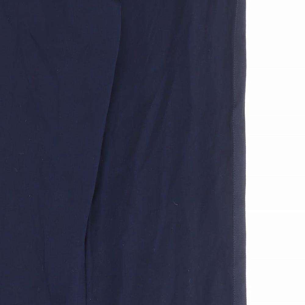 Marks and Spencer Womens Blue Cotton Trousers Size 8 Regular Drawstring - Zipped Pockets