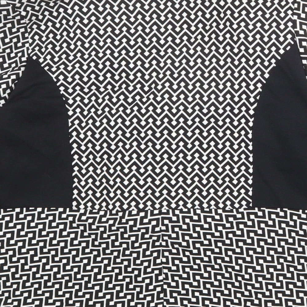 Klass Womens Black Geometric Jacket Blazer Size 14 Button