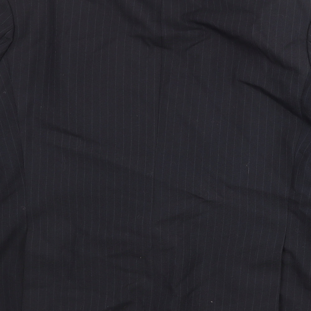 St Michael Mens Black Striped Polyester Jacket Suit Jacket Size 44 Regular
