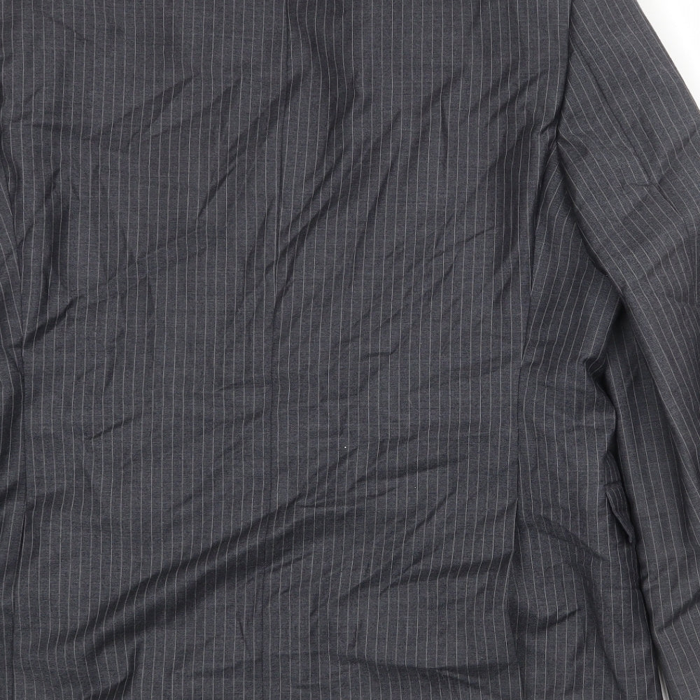 John Lewis Mens Grey Striped Wool Jacket Suit Jacket Size 42 Regular