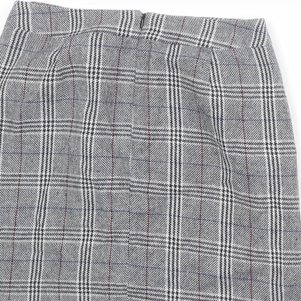 Marks & Spencer Womens Multicoloured Plaid Polyester A-Line Skirt Size 10 Zip