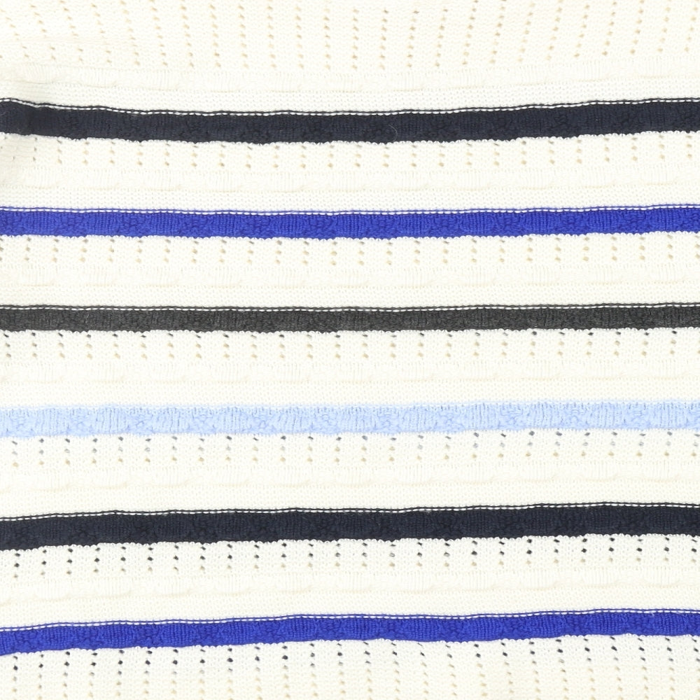Dorothy Perkins Womens Ivory Mock Neck Striped Acrylic Pullover Jumper Size L