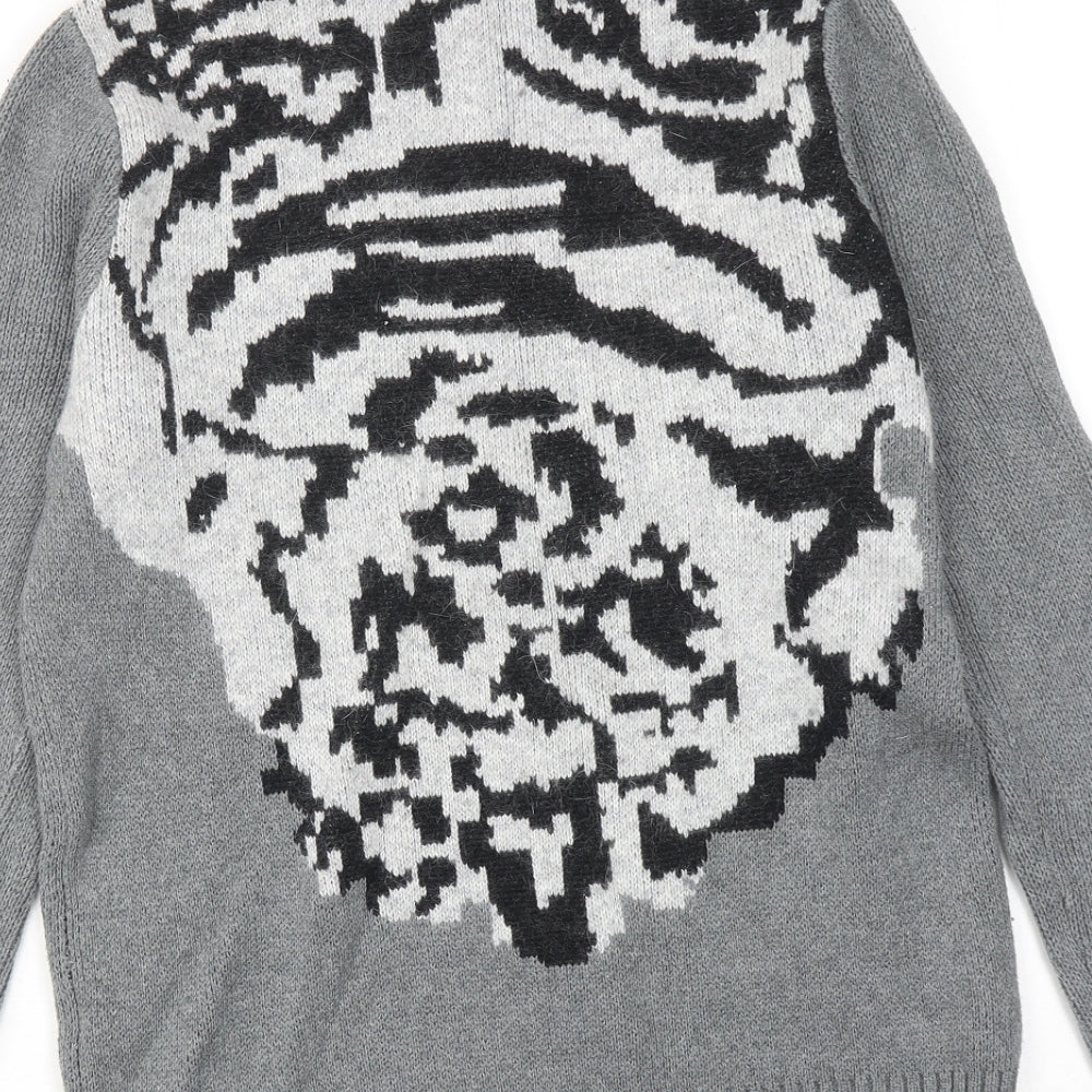 Gharani Strok Womens Grey Roll Neck Cotton Pullover Jumper Size 12