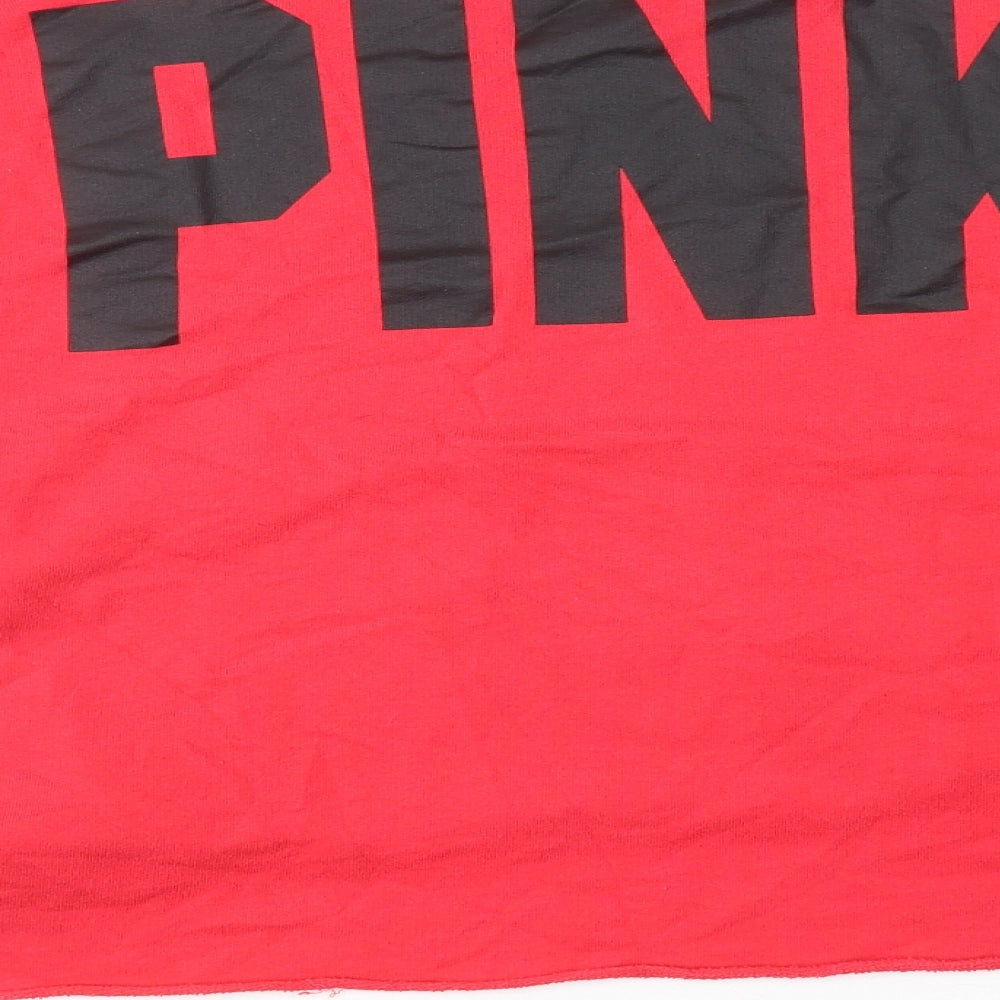 PINK Womens Red Cotton Pullover Sweatshirt Size L Pullover