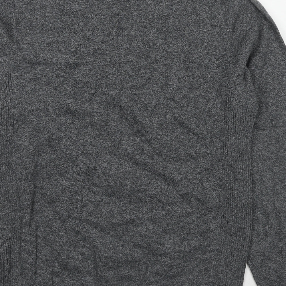 NEXT Womens Grey V-Neck Cotton Pullover Jumper Size S