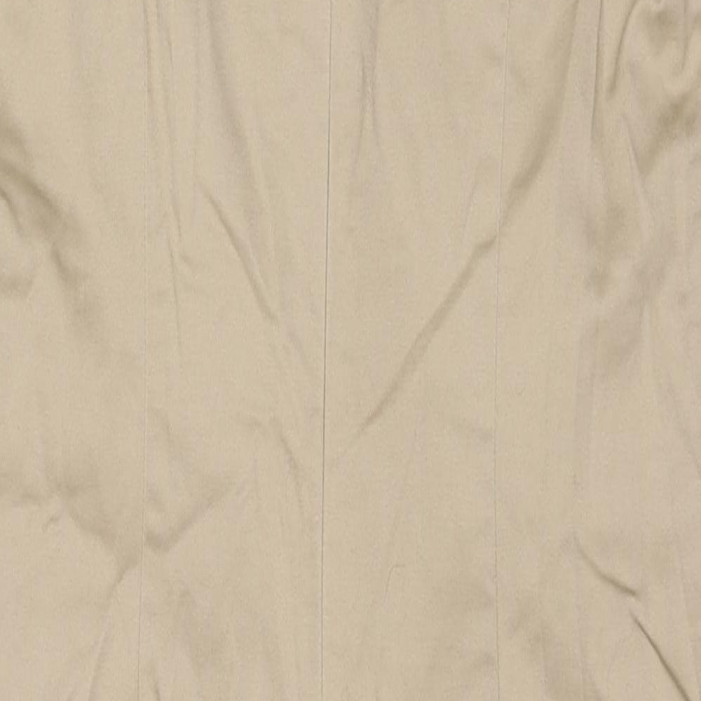 bonprix Womens Beige Cotton Shift Size 10 Square Neck Zip