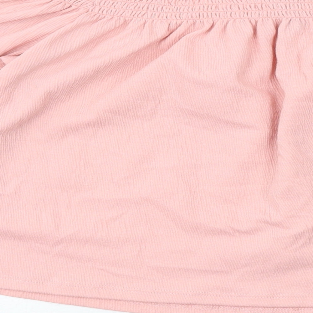 H&M Womens Pink Polyester Basic Blouse Size S Boat Neck