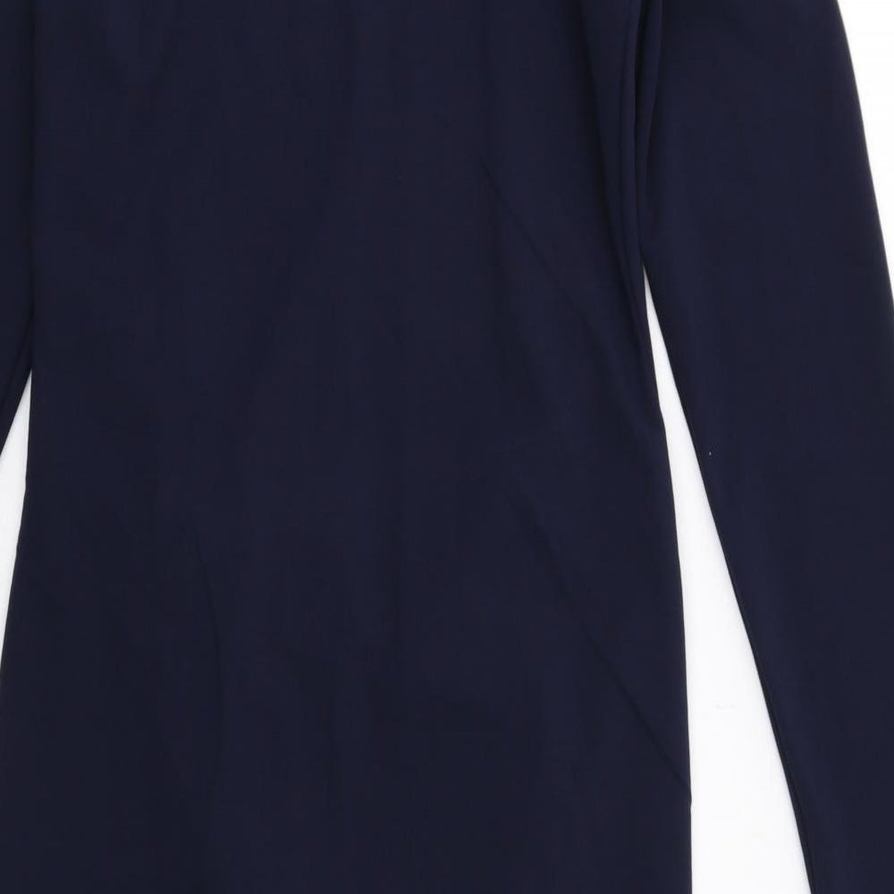 PRETTYLITTLETHING Womens Blue Polyester A-Line Size 14 V-Neck Pullover