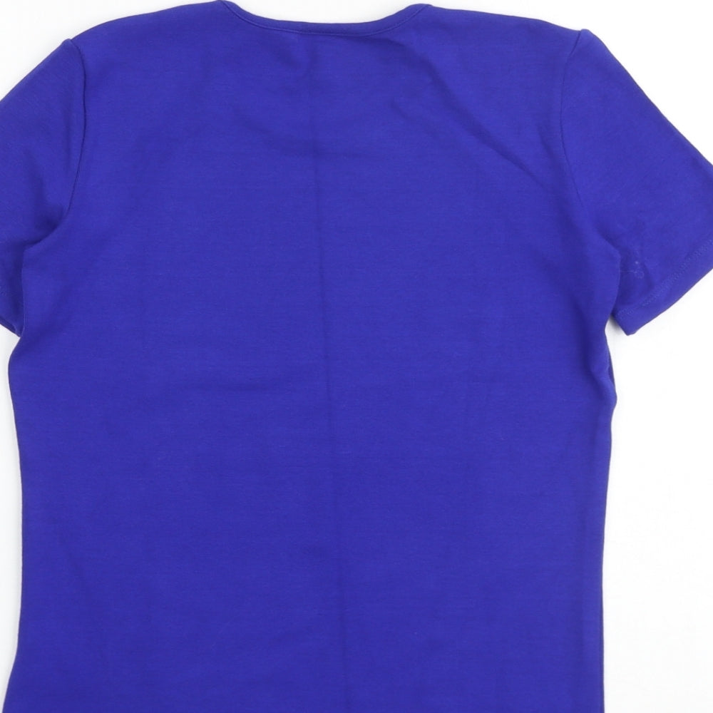 Marks & Spencer Womens Black Viscose Basic T-Shirt Size 8 Round Neck