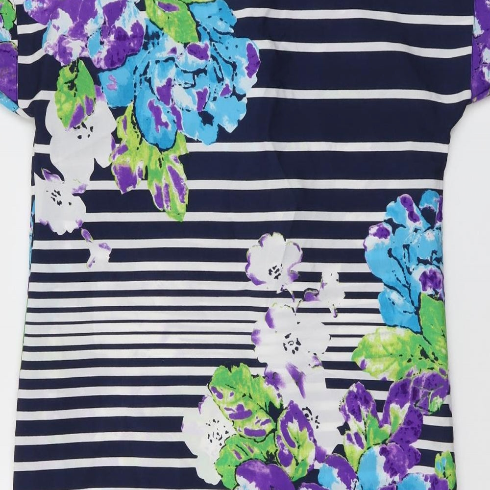 Lakeland Womens Multicoloured Geometric Polyester A-Line Size 10 Round Neck Pullover - Flower stripe pattern