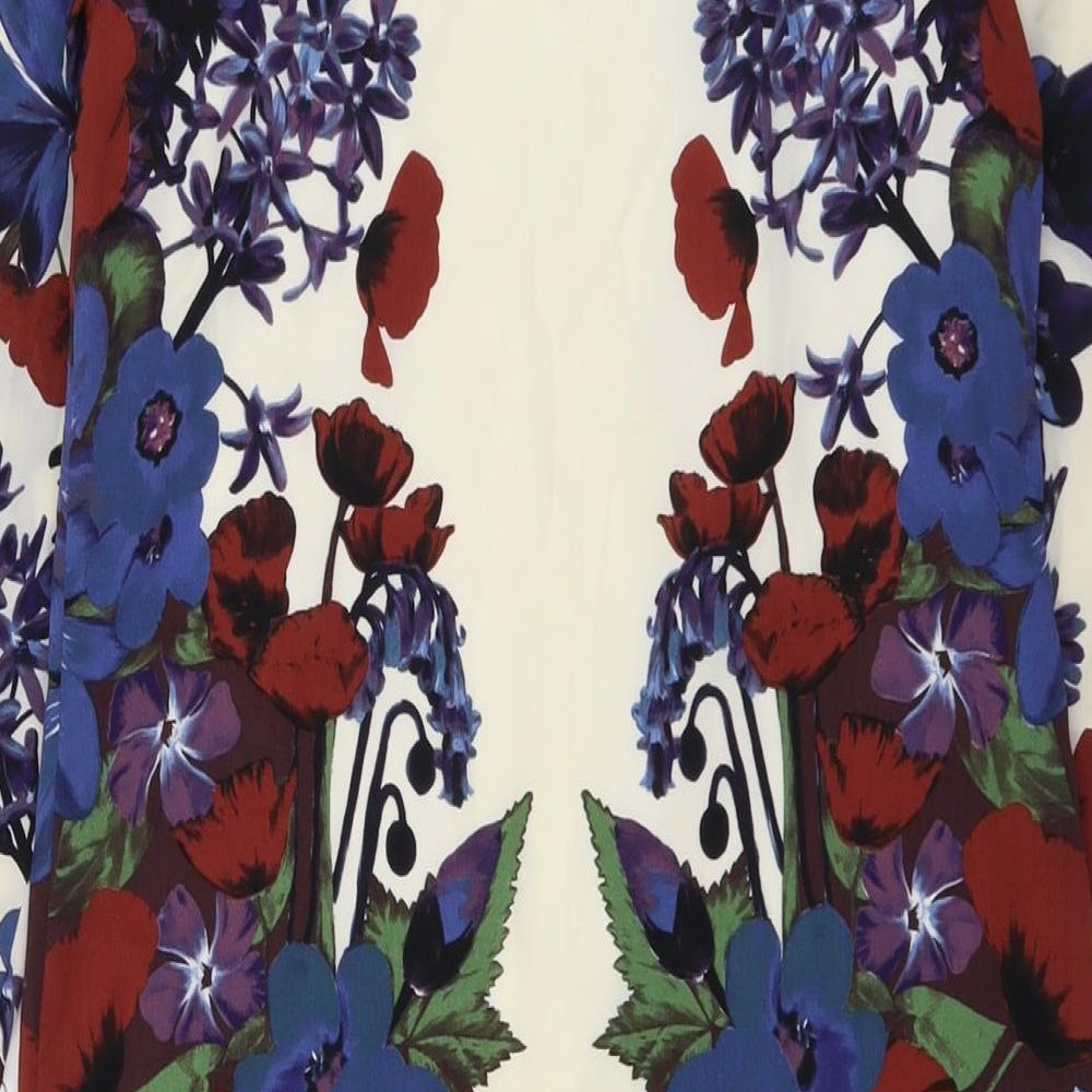RJR.John Rocha Womens Multicoloured Floral Polyester Sheath Size 8 Round Neck Pullover