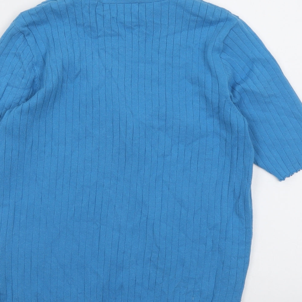 Marks and Spencer Womens Blue V-Neck Acrylic Cardigan Jumper Size XS