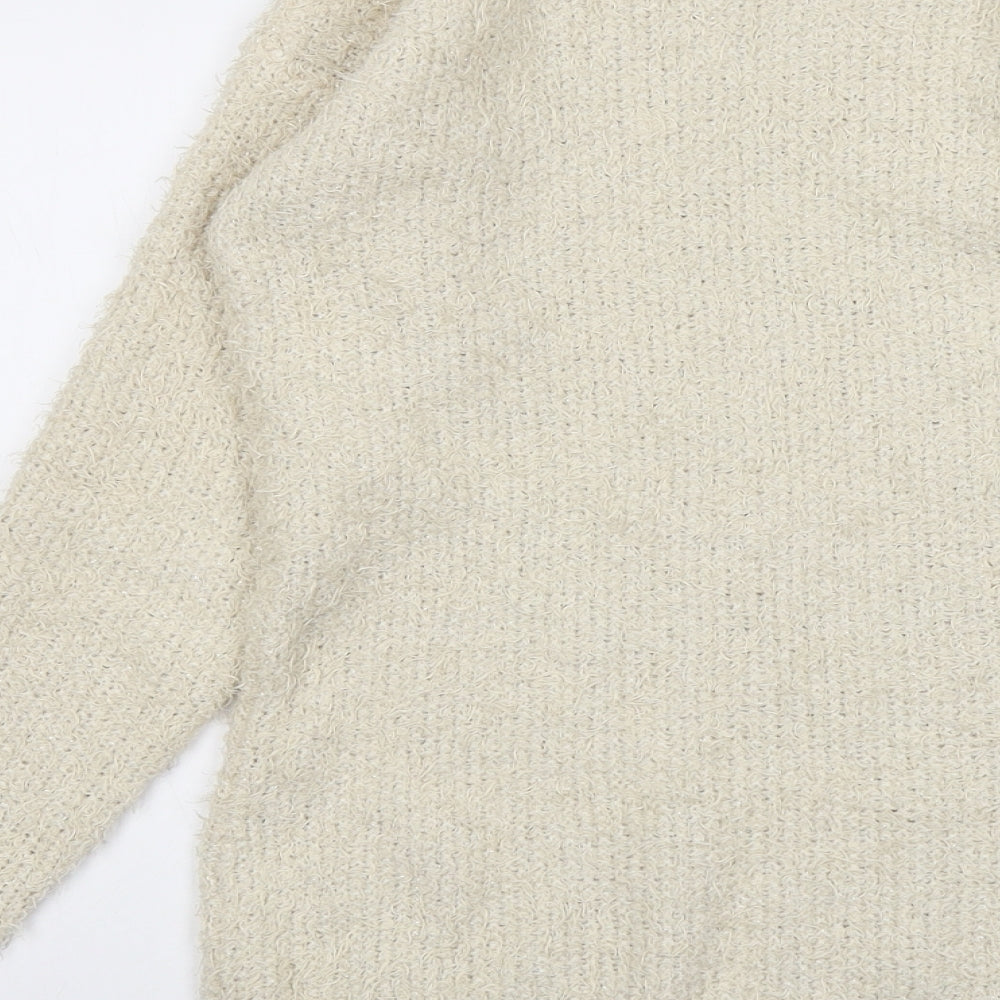 NEXT Womens Beige Round Neck Polyester Pullover Jumper Size 10