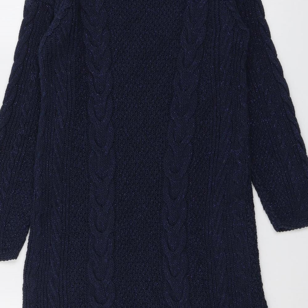 NEXT Womens Blue Boat Neck Cotton Pullover Jumper Size 8