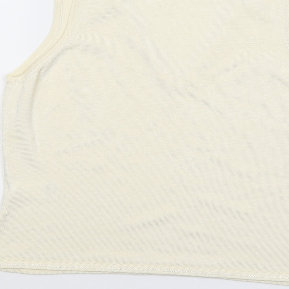 Marks & Spencer Womens Ivory Viscose Basic Tank Size 14 V-Neck