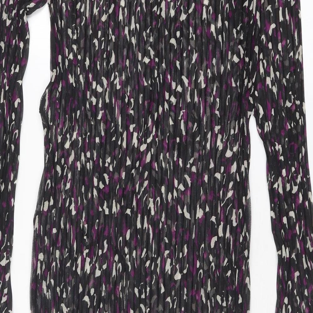 Marks & Spencer Womens Black Geometric Polyester Maxi Size 10 Round Neck Pullover