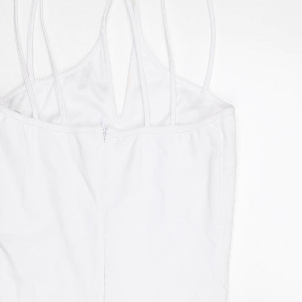 Zara Womens White Viscose Mini Size M V-Neck Zip