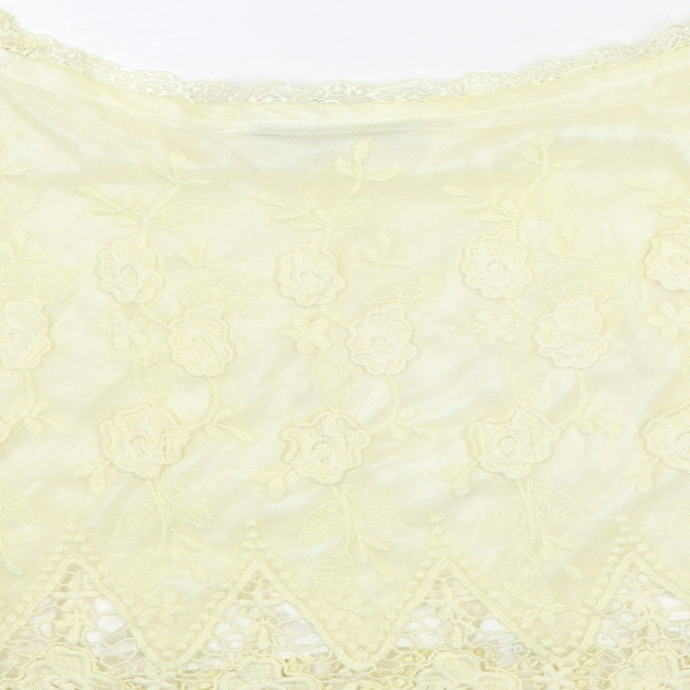 Parisian Collection Womens Yellow Polyester Basic Blouse Size S Off the Shoulder - Size S-M