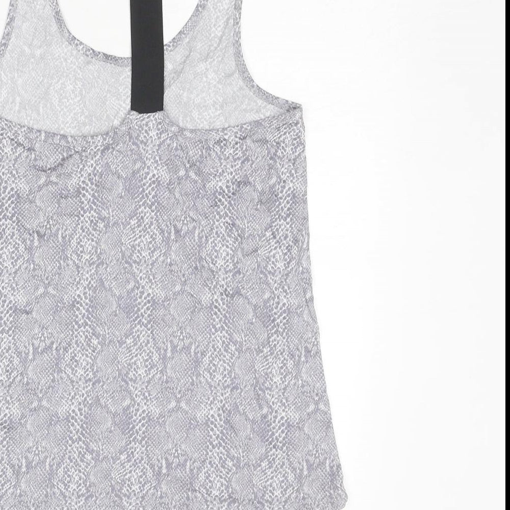 New Look Womens Grey Animal Print Cotton Basic Tank Size S Round Neck - Snake Skin Pattern